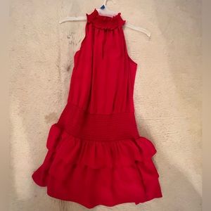 Amanda Uprichard Red High Neck Mini Dress, Size M